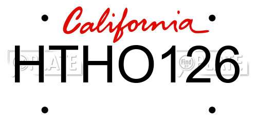 HTHO126 California License Plate