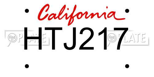 HTJ217 California License Plate