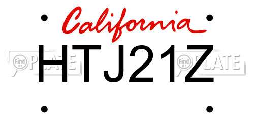 HTJ21Z California License Plate