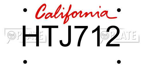 HTJ712 California License Plate