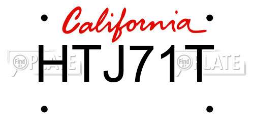 HTJ71T California License Plate