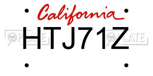 HTJ71Z California License Plate