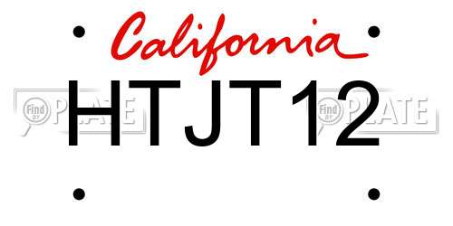 HTJT12 California License Plate