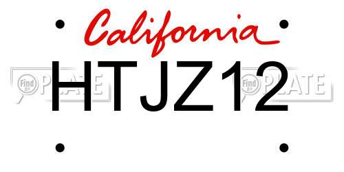 HTJZ12 California License Plate