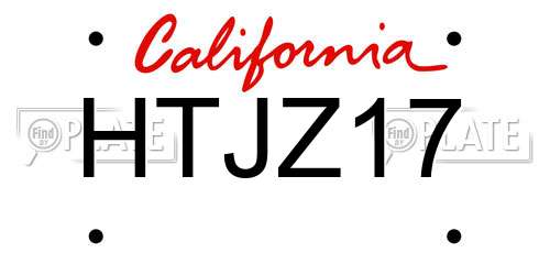 HTJZ17 California License Plate