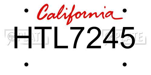 HTL7245 California License Plate