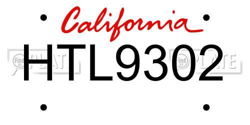 HTL9302 California License Plate