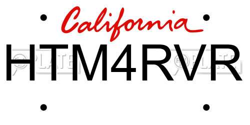 HTM4RVR California License Plate