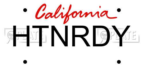 HTNRDY California License Plate