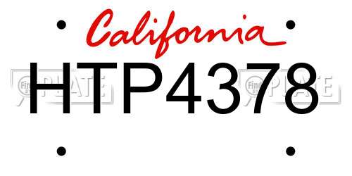 HTP4378 California License Plate