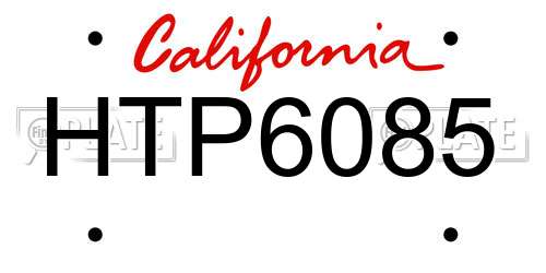 HTP6085 California License Plate