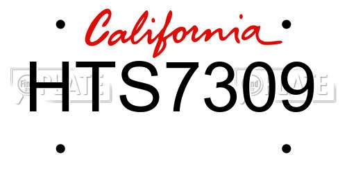 HTS7309 California License Plate