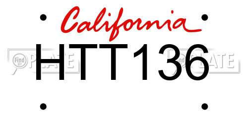 HTT136 California License Plate