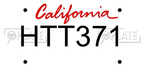 HTT371 California License Plate