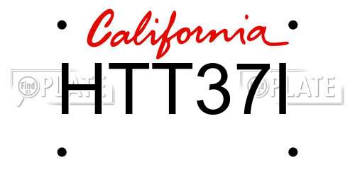 HTT37I California License Plate