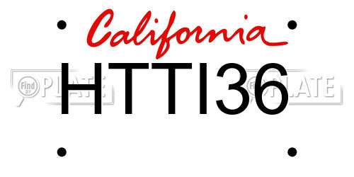 HTTI36 California License Plate
