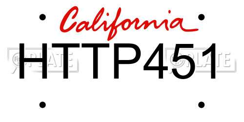 HTTP451 California License Plate
