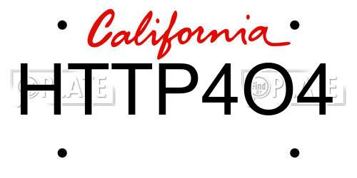 HTTP4O4 California License Plate