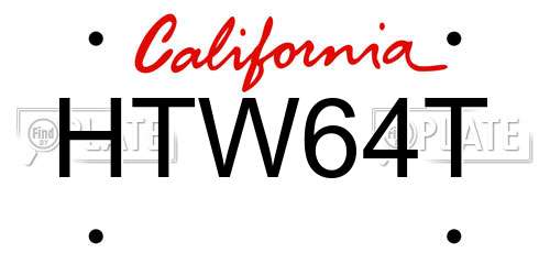 HTW64T California License Plate