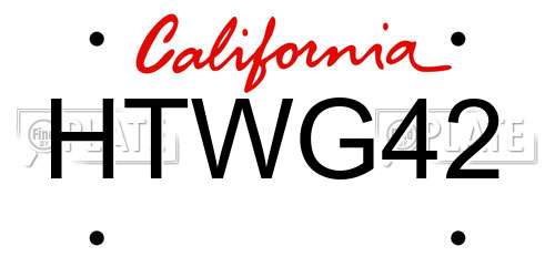 HTWG42 California License Plate