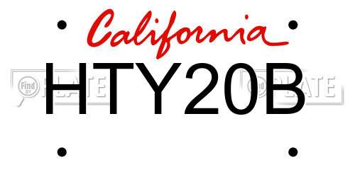 HTY20B California License Plate