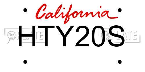 HTY20S California License Plate