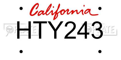 HTY243 California License Plate