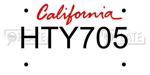 HTY705 California License Plate