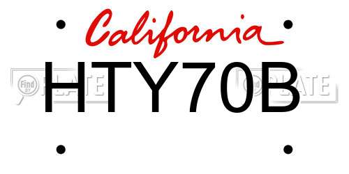 HTY70B California License Plate