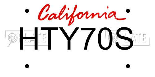 HTY70S California License Plate