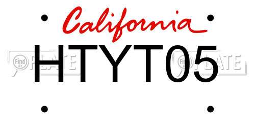HTYT05 California License Plate
