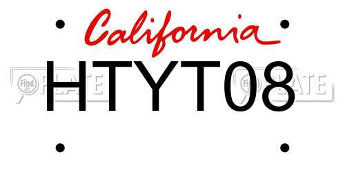 HTYT08 California License Plate