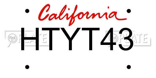 HTYT43 California License Plate