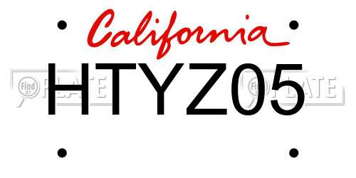 HTYZ05 California License Plate
