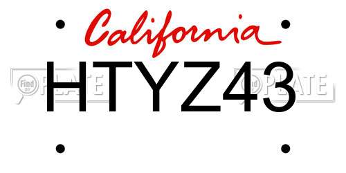 HTYZ43 California License Plate