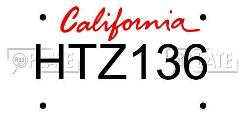 HTZ136 California License Plate