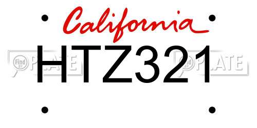 HTZ321 California License Plate