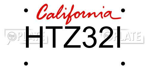 HTZ32I California License Plate