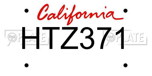 HTZ371 California License Plate