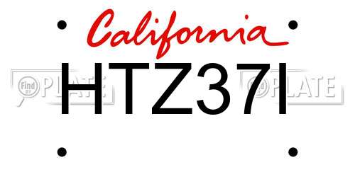 HTZ37I California License Plate