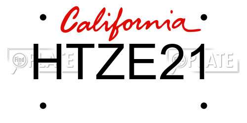 HTZE21 California License Plate