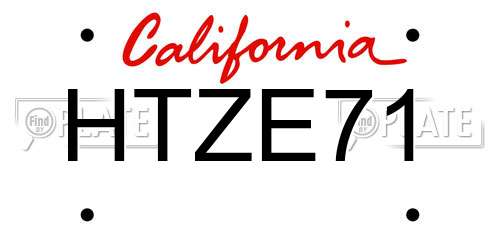 HTZE71 California License Plate