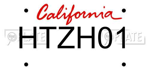 HTZH01 California License Plate