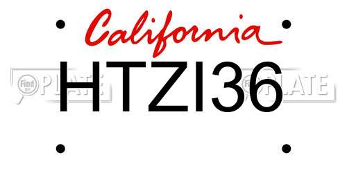 HTZI36 California License Plate