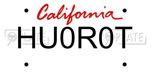 HU0R0T California License Plate