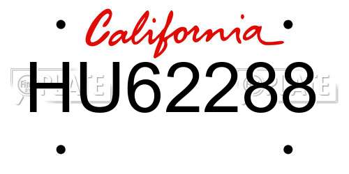 HU62288 California License Plate