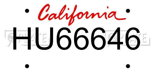 HU66646 California License Plate