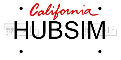 HUBSIM California License Plate