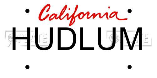 HUDLUM California License Plate