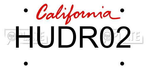 HUDR02 California License Plate